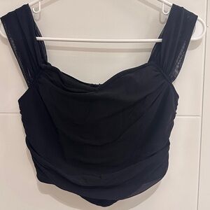 Black Mesh Overlay Corset Top